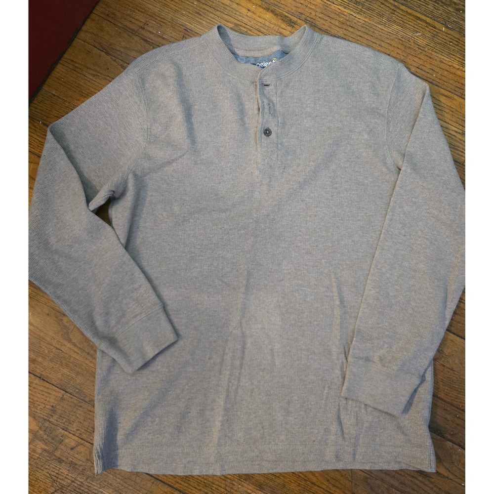 Gelert Mens XL Long Sleeve Henley Shirt Waffle Knit Tan Brown Outdoor Top